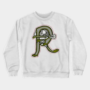 Celtic Cat Letter R Crewneck Sweatshirt